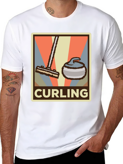 Camiseta Hombre Diseño Retro Curling