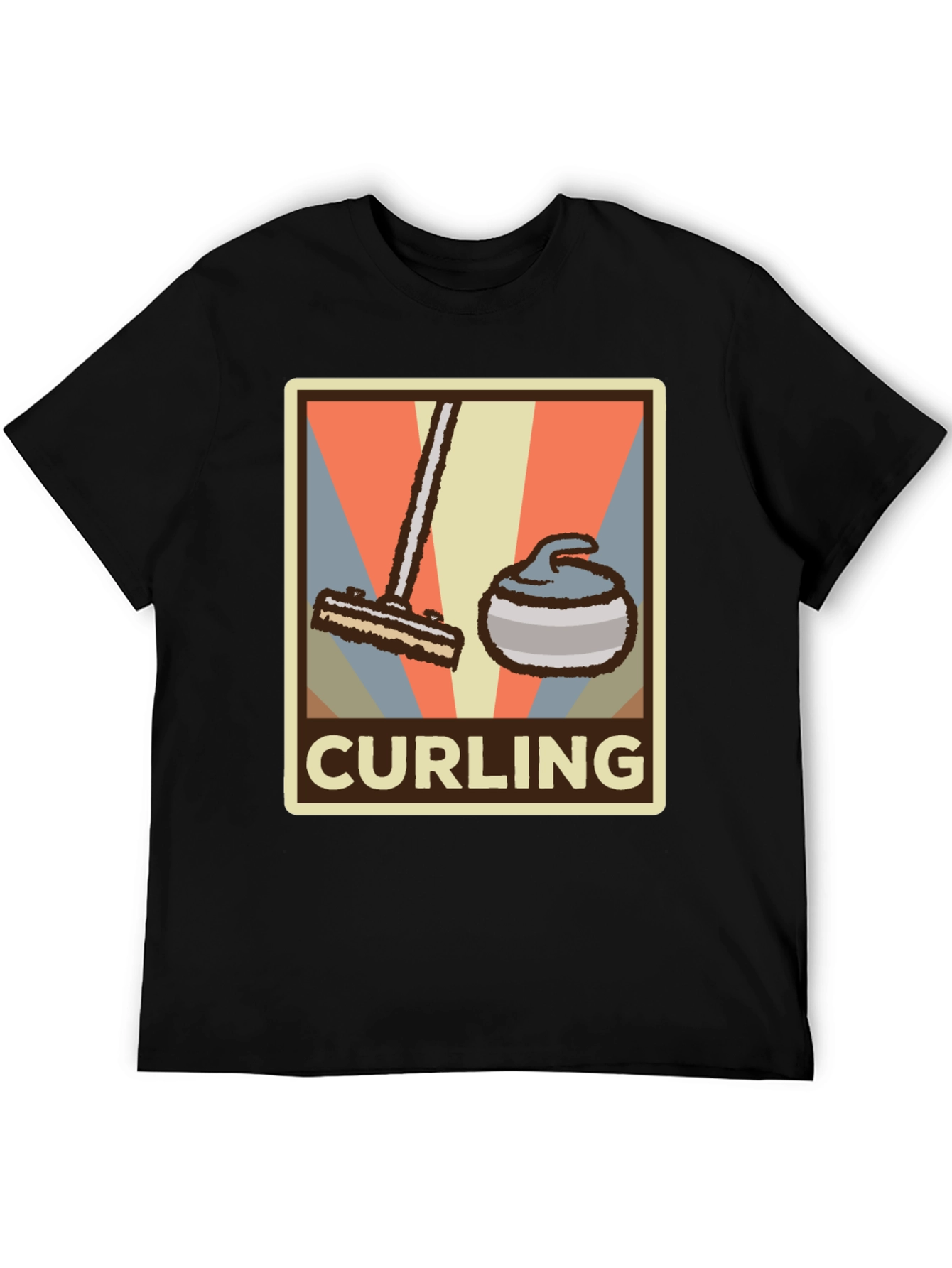 Camiseta Hombre Diseño Retro Curling