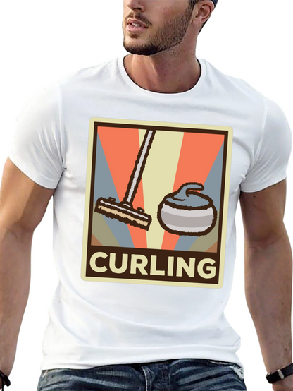 Camiseta Hombre Diseño Retro Curling