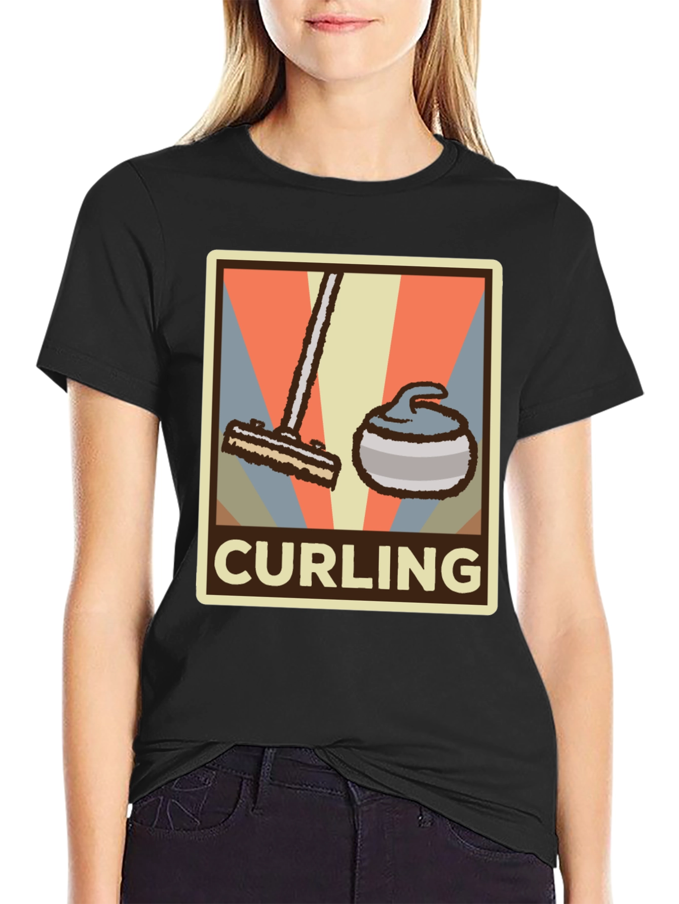 Camiseta Hombre Diseño Retro Curling