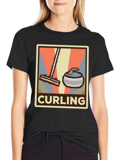 Camiseta Hombre Diseño Retro Curling