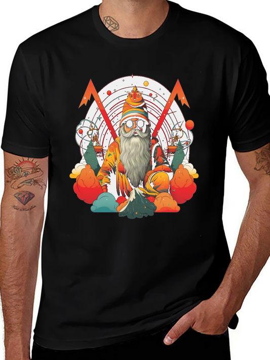 Camiseta Negra con Diseño de Mago Astronómico