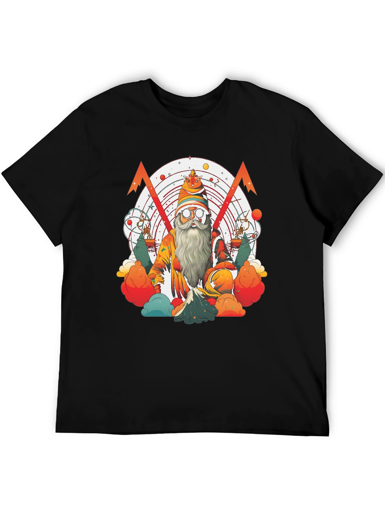 Camiseta Negra con Diseño de Mago Astronómico
