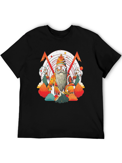 Camiseta Negra con Diseño de Mago Astronómico