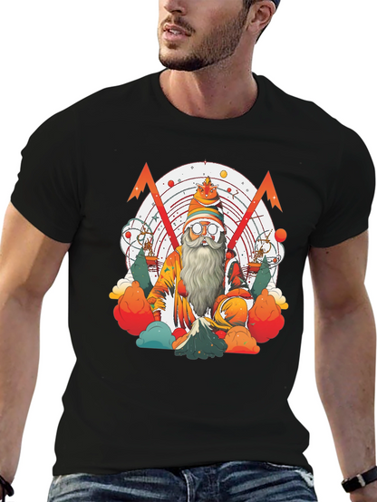 Camiseta Negra con Diseño de Mago Astronómico