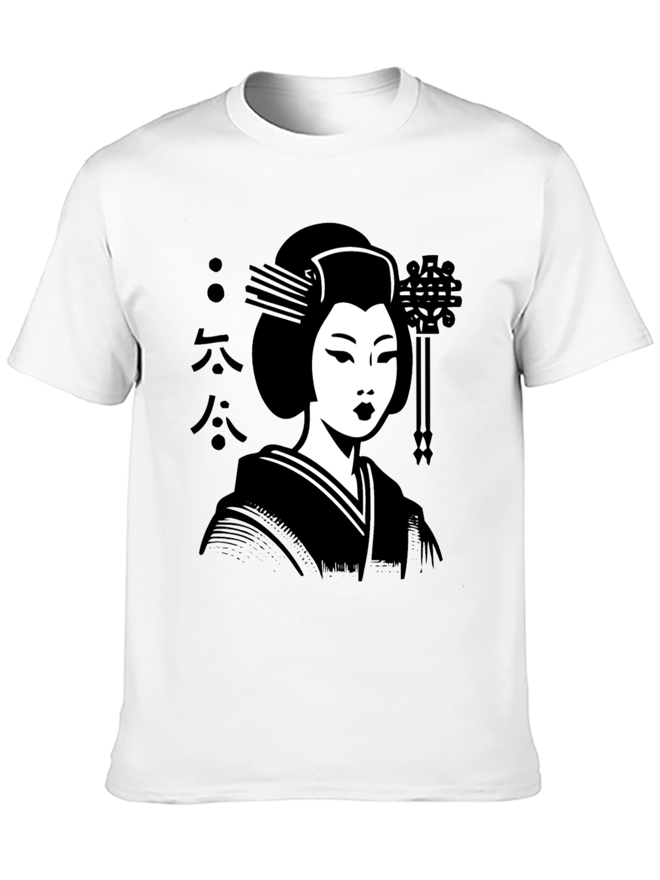 Camiseta Negra con Diseño de Geisha Japonesa