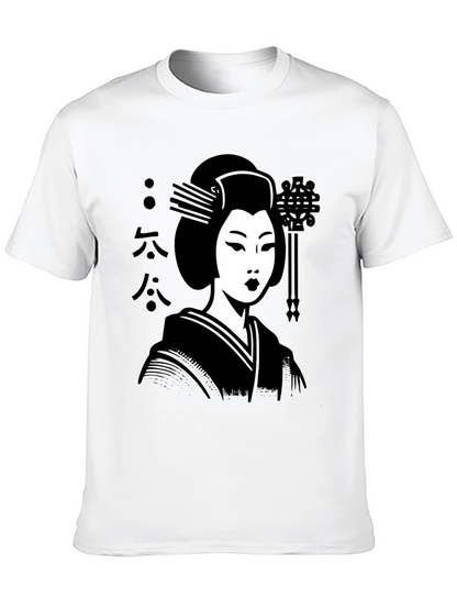 Camiseta Negra con Diseño de Geisha Japonesa