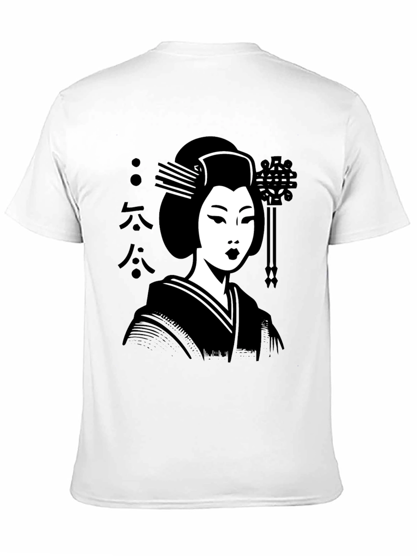 Camiseta Negra con Diseño de Geisha Japonesa