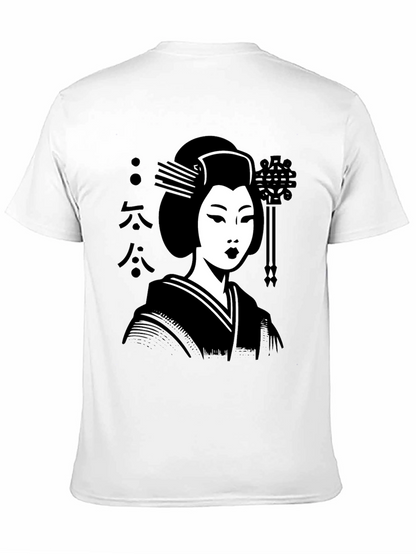 Camiseta Negra con Diseño de Geisha Japonesa