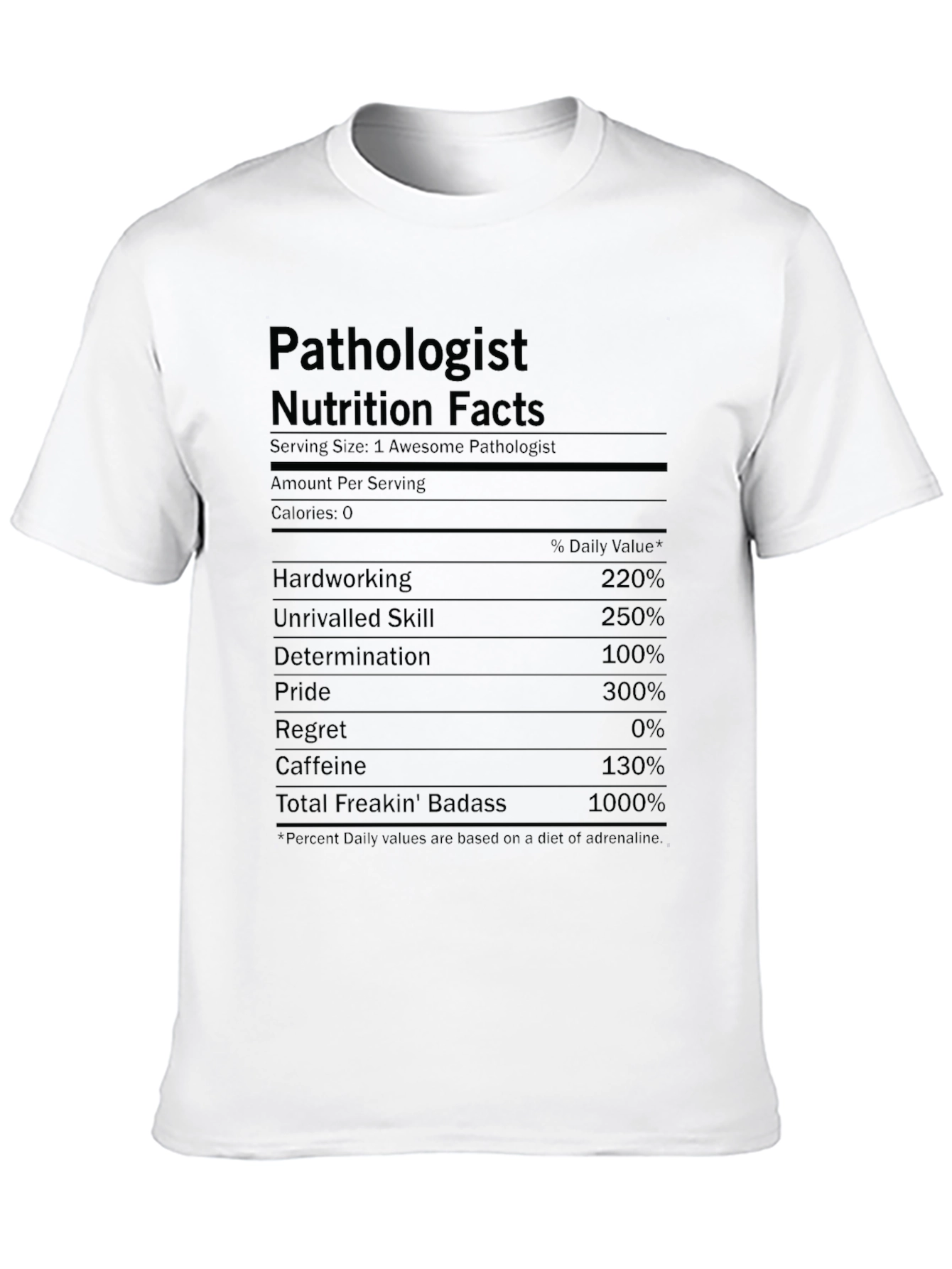 Camiseta Patólogo: Datos Nutricionales Divertidos