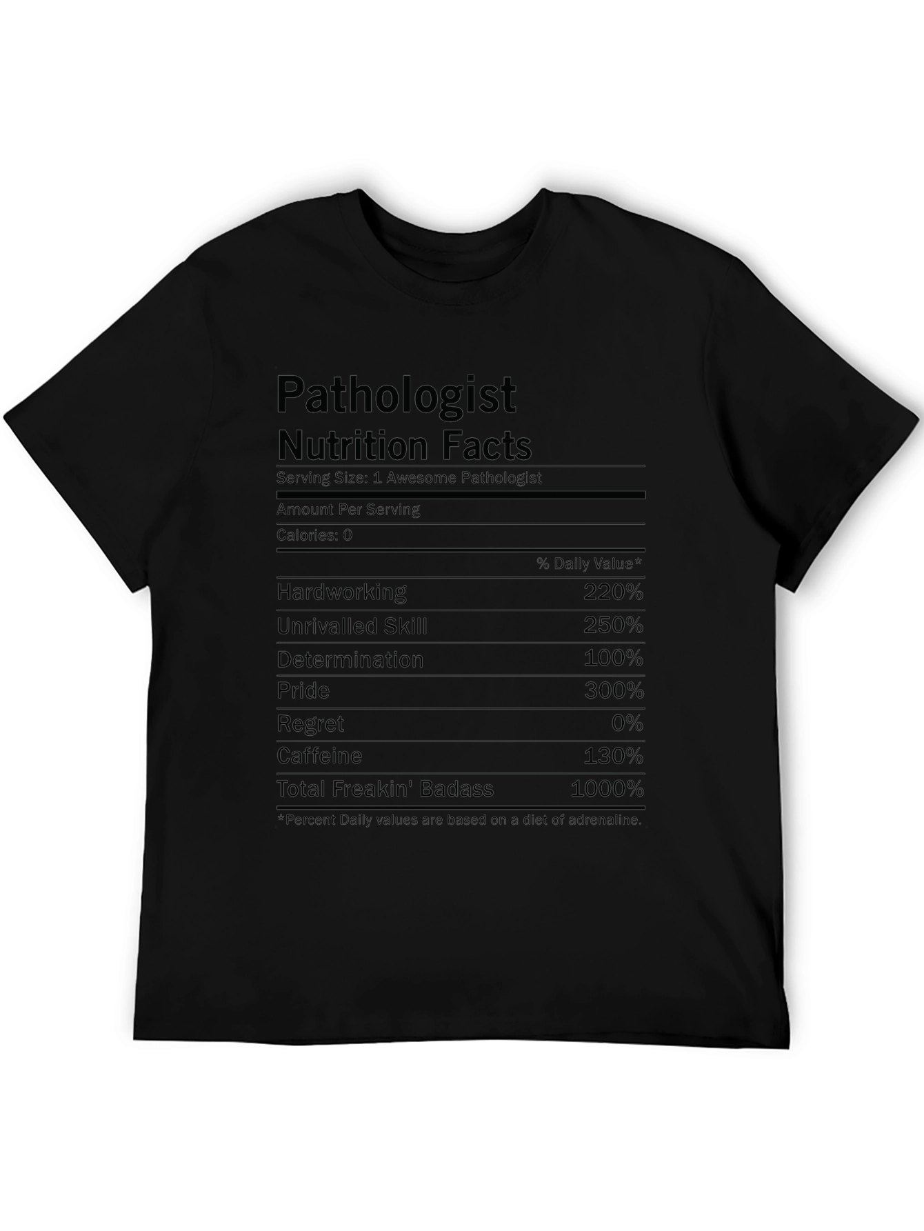 Camiseta Patólogo: Datos Nutricionales Divertidos