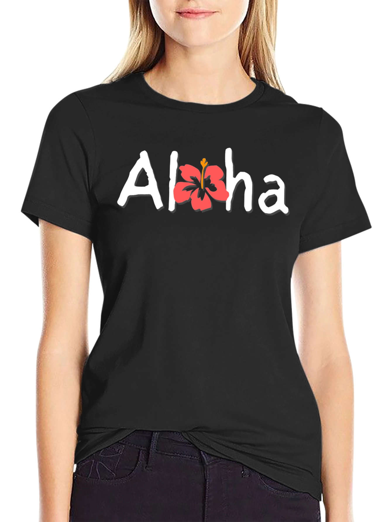 Camiseta Negra Aloha Floral Hombre Casual