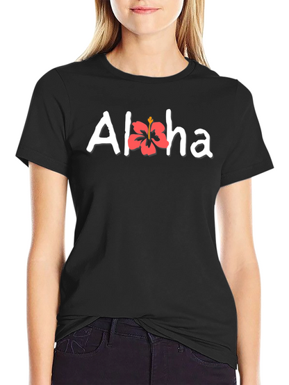 Camiseta Negra Aloha Floral Hombre Casual