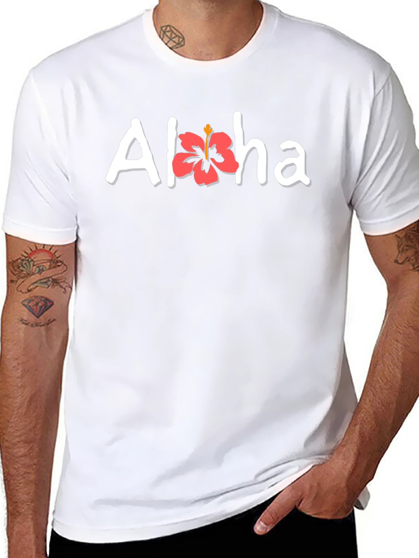 Camiseta Negra Aloha Floral Hombre Casual