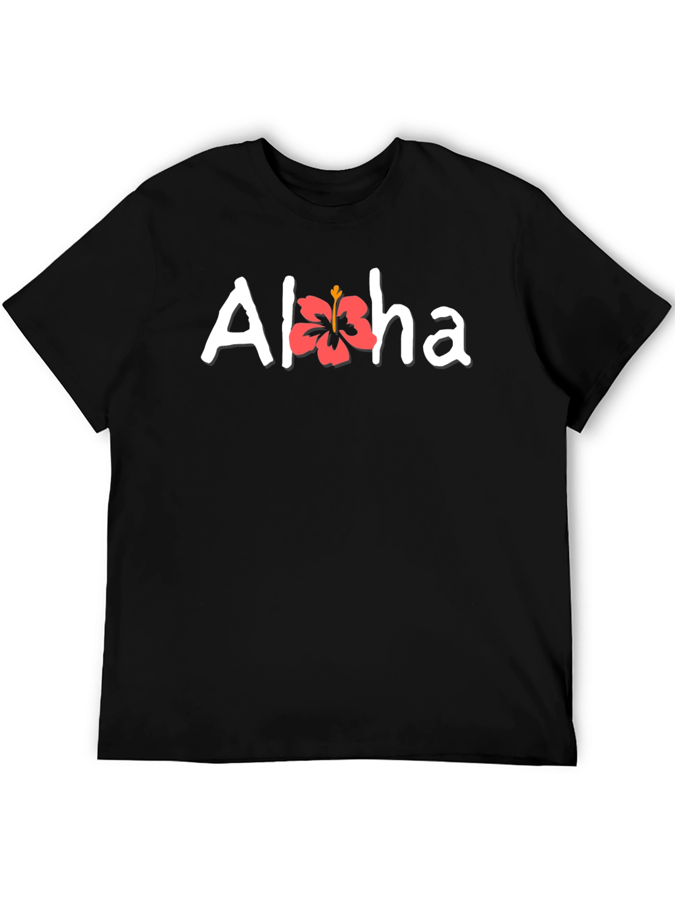Camiseta Negra Aloha Floral Hombre Casual