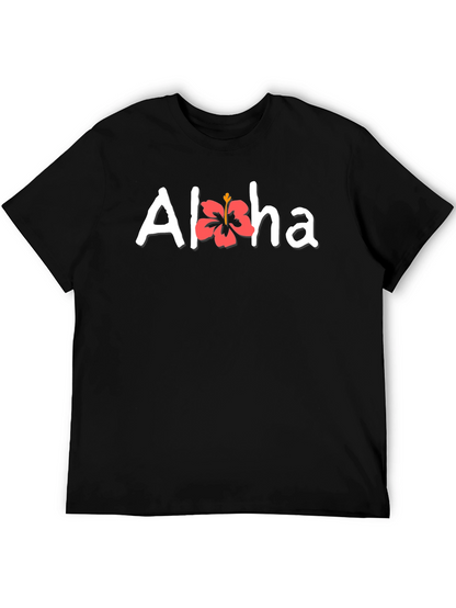 Camiseta Negra Aloha Floral Hombre Casual