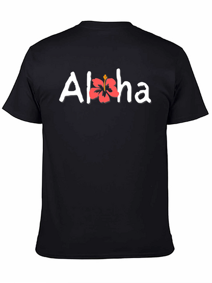 Camiseta Negra Aloha Floral Hombre Casual