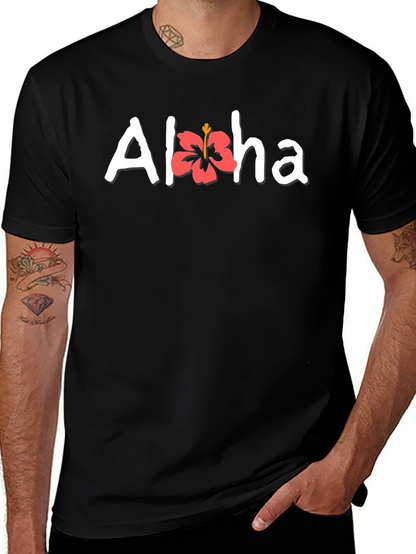 Camiseta Negra Aloha Floral Hombre Casual