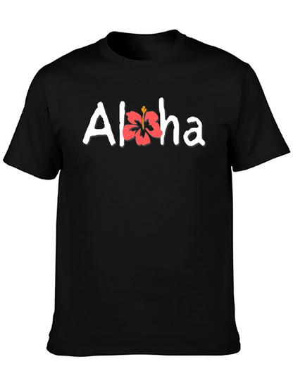 Camiseta Negra Aloha Floral Hombre Casual