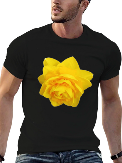 Camiseta Negra con Diseño Floral Amarillo