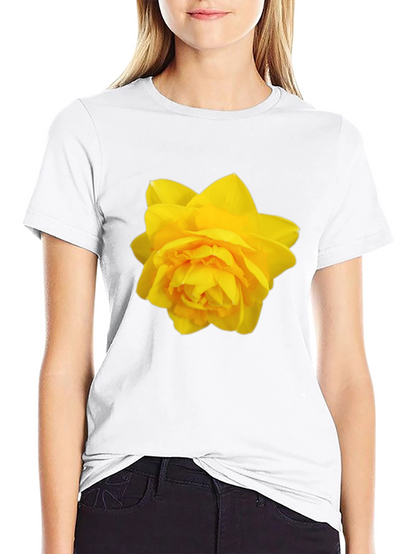 Camiseta Negra con Diseño Floral Amarillo
