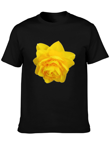 Camiseta Negra con Diseño Floral Amarillo