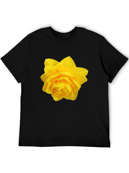 Camiseta Negra con Diseño Floral Amarillo