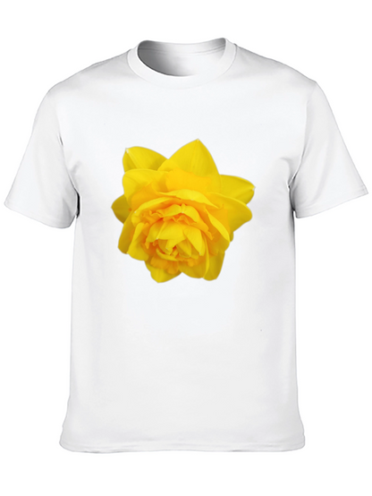Camiseta Negra con Diseño Floral Amarillo
