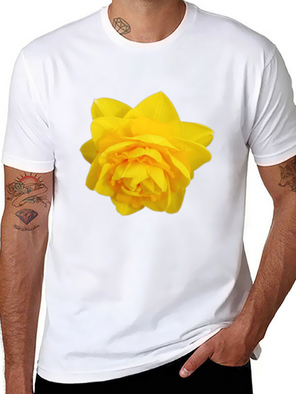 Camiseta Negra con Diseño Floral Amarillo