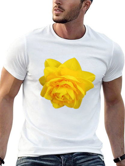 Camiseta Negra con Diseño Floral Amarillo