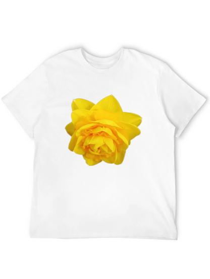 Camiseta Negra con Diseño Floral Amarillo
