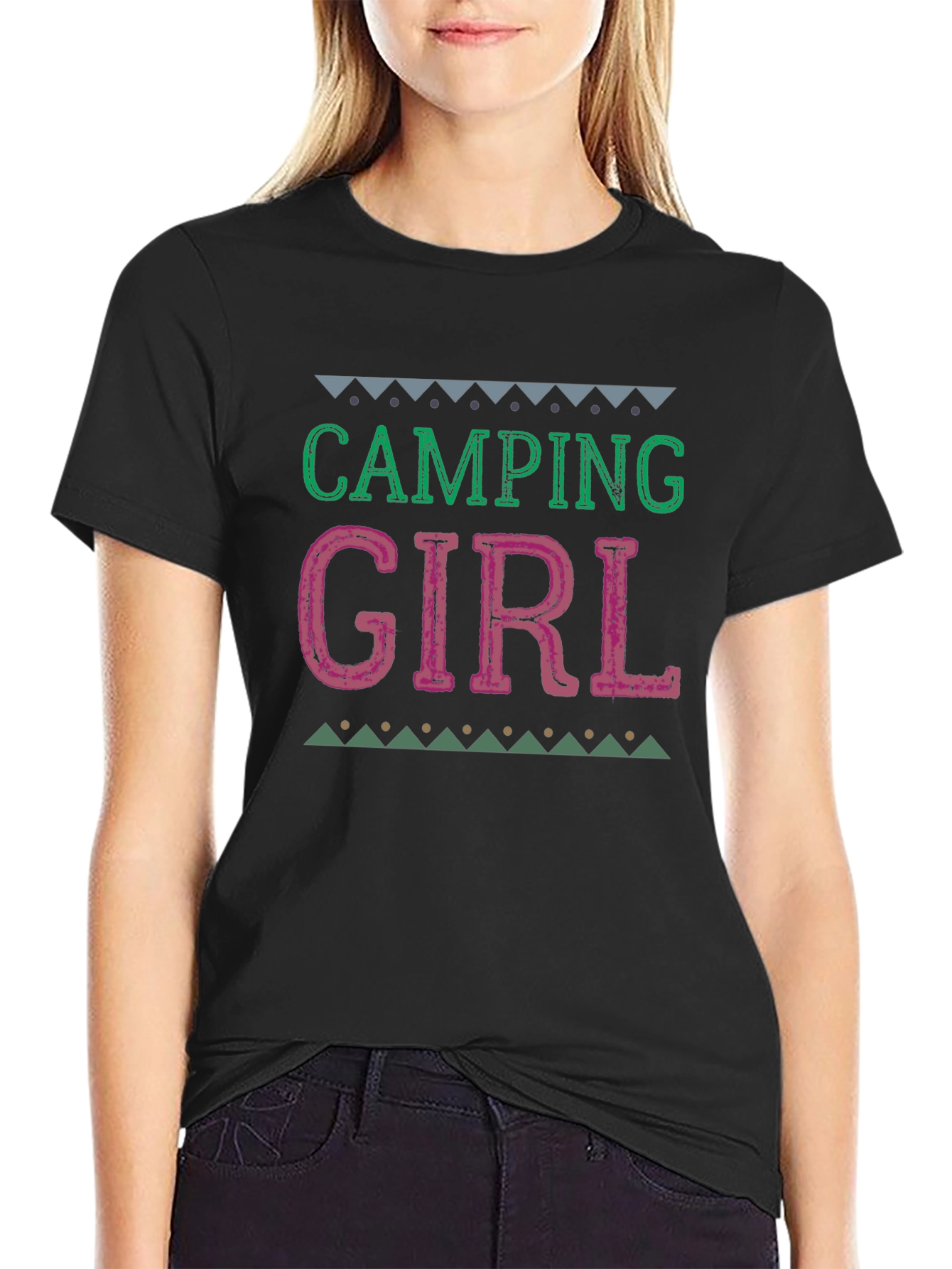 Camiseta Negra Camping Girl