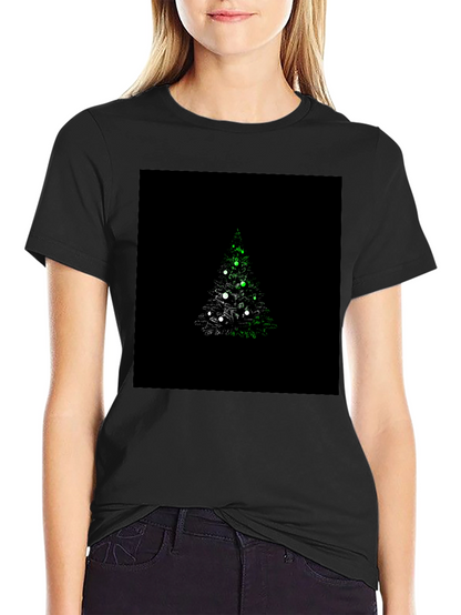 Camiseta Negra con Diseño de Árbol de Navidad Iluminado