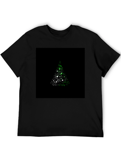 Camiseta Negra con Diseño de Árbol de Navidad Iluminado