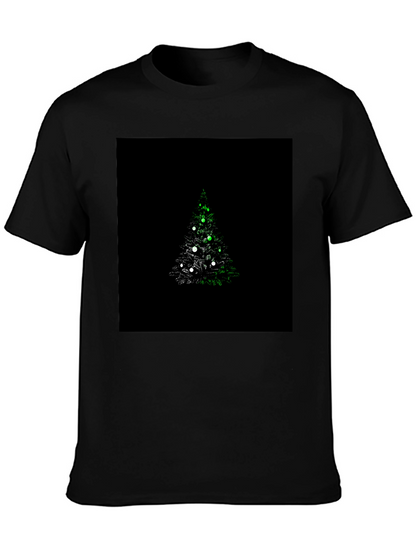 Camiseta Negra con Diseño de Árbol de Navidad Iluminado
