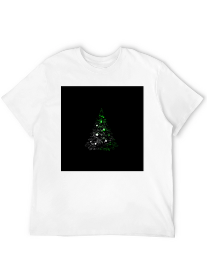 Camiseta Negra con Diseño de Árbol de Navidad Iluminado