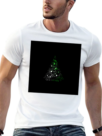 Camiseta Negra con Diseño de Árbol de Navidad Iluminado