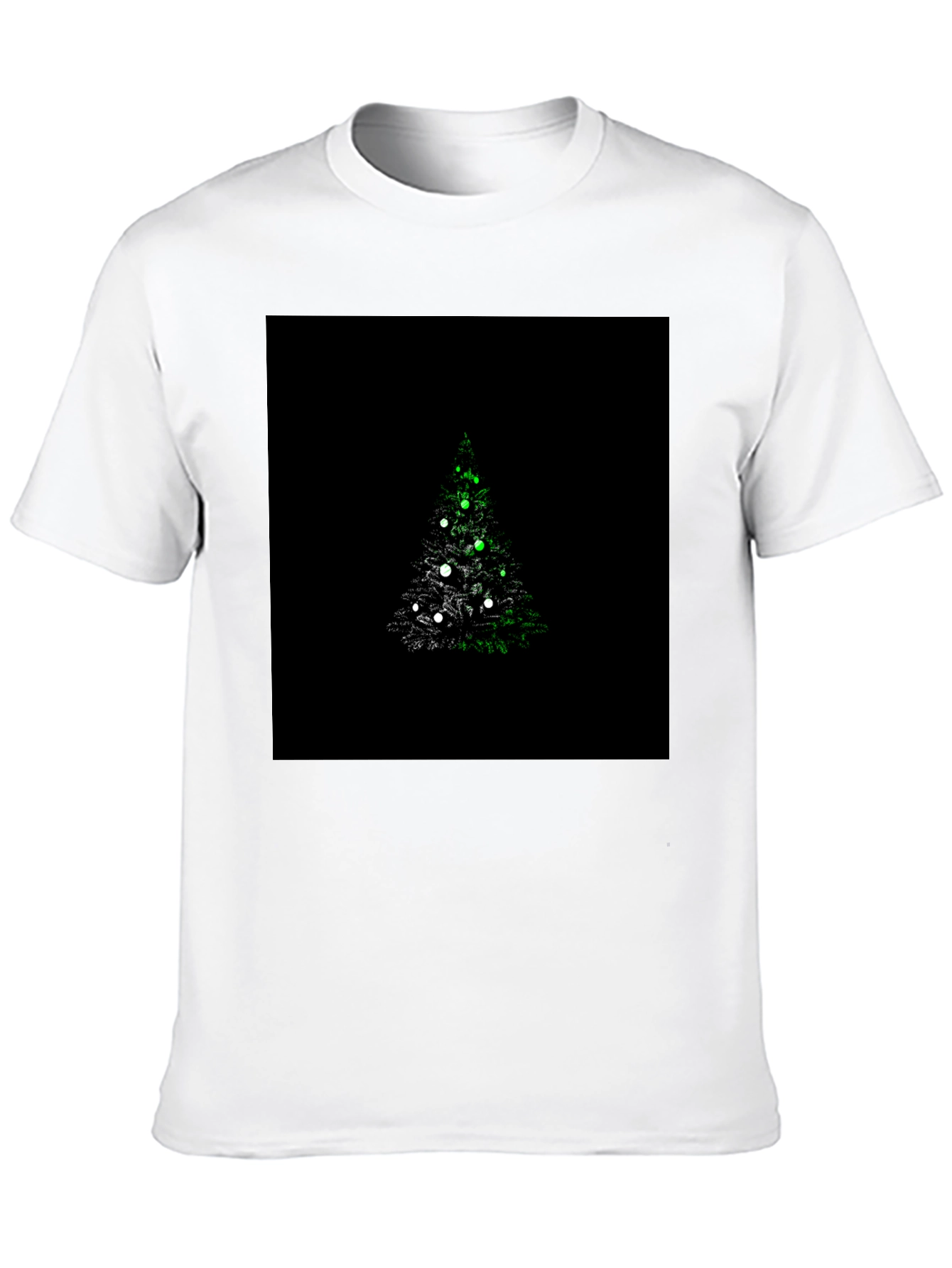 Camiseta Negra con Diseño de Árbol de Navidad Iluminado