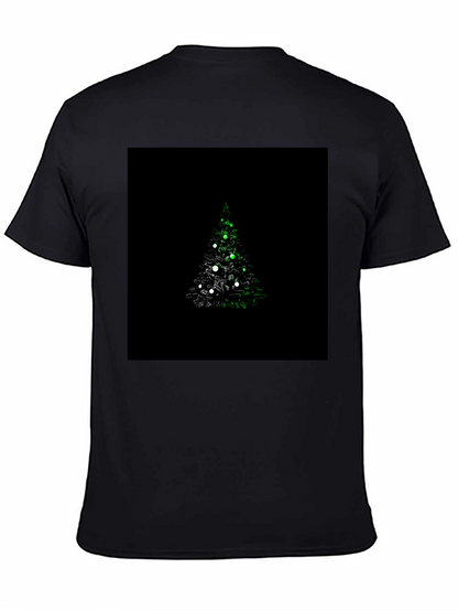 Camiseta Negra con Diseño de Árbol de Navidad Iluminado