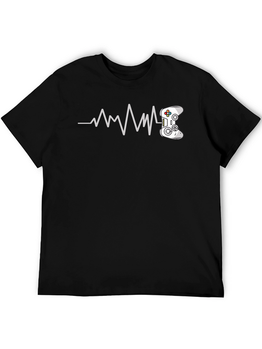 Camiseta Negra Gamer Heartbeat para Hombre