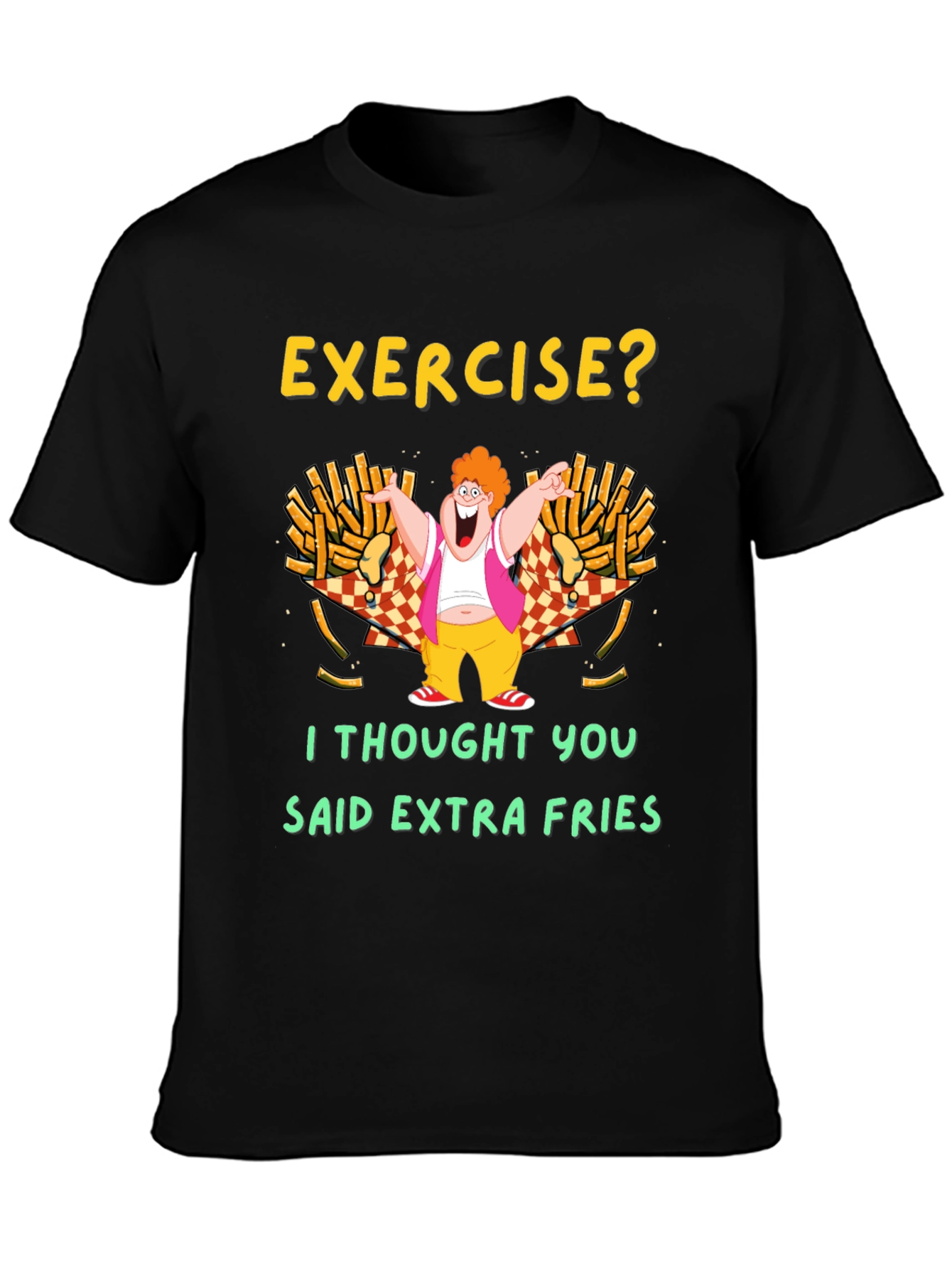 Camiseta Negra Exercise? Extra Fries