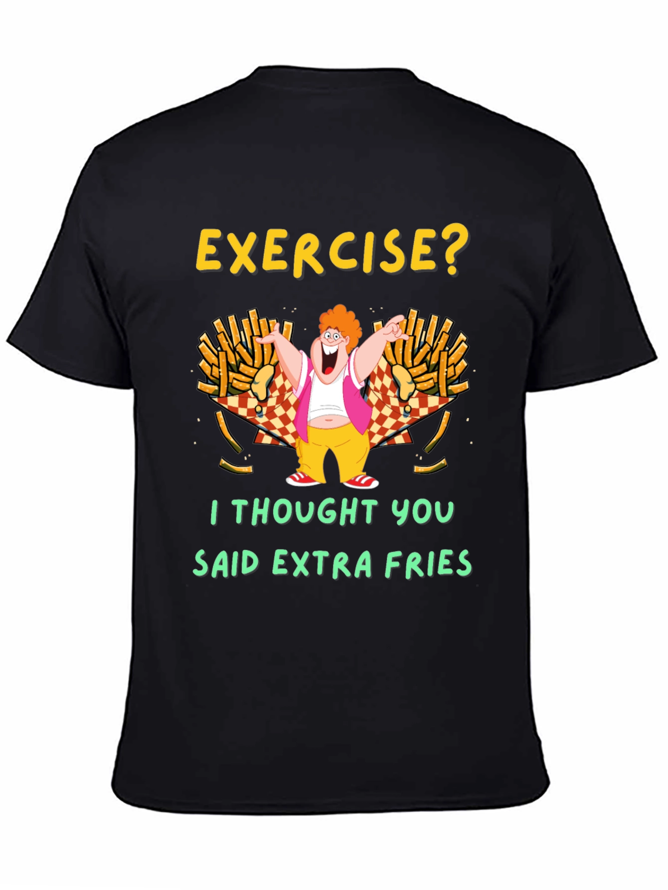 Camiseta Negra Exercise? Extra Fries