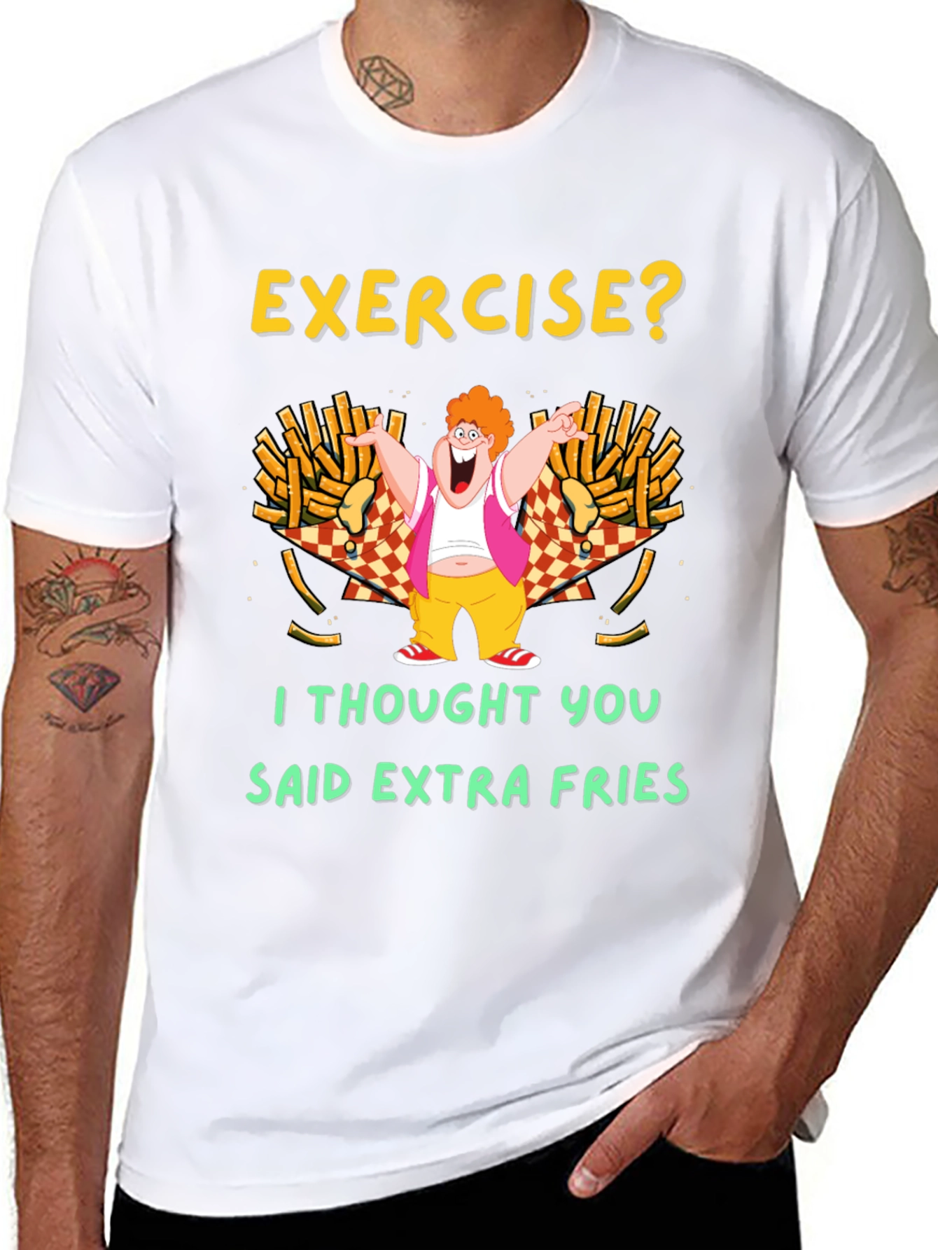 Camiseta Negra Exercise? Extra Fries