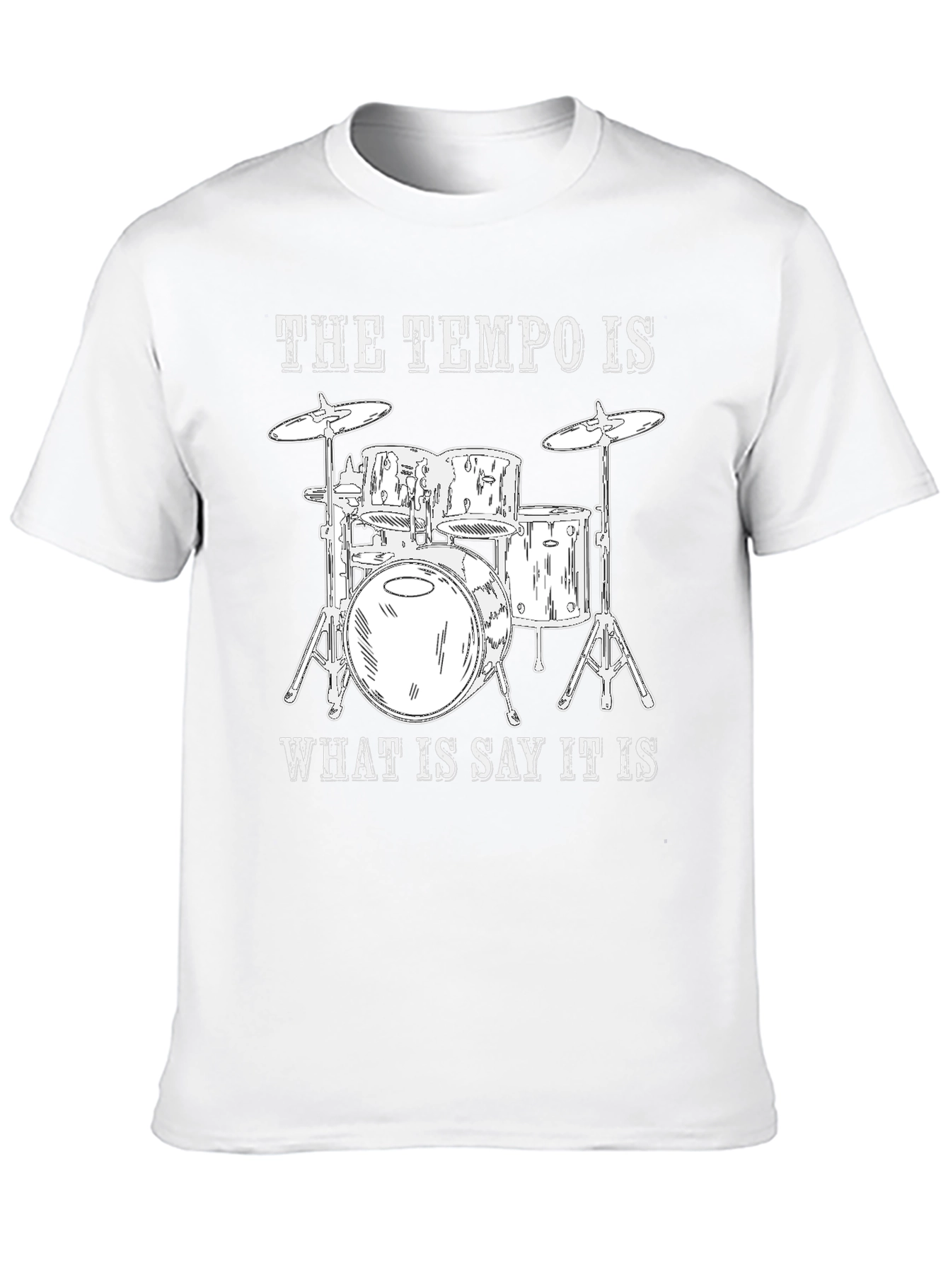 Camiseta Negra con Diseño de Batería y Frase Musical