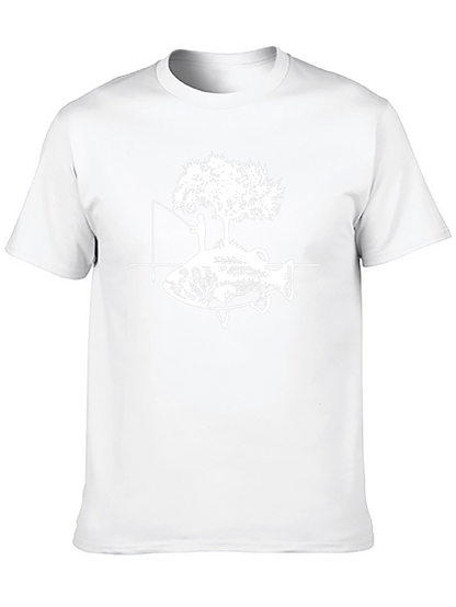 Camiseta Negra con Diseño de Pesca y Árbol