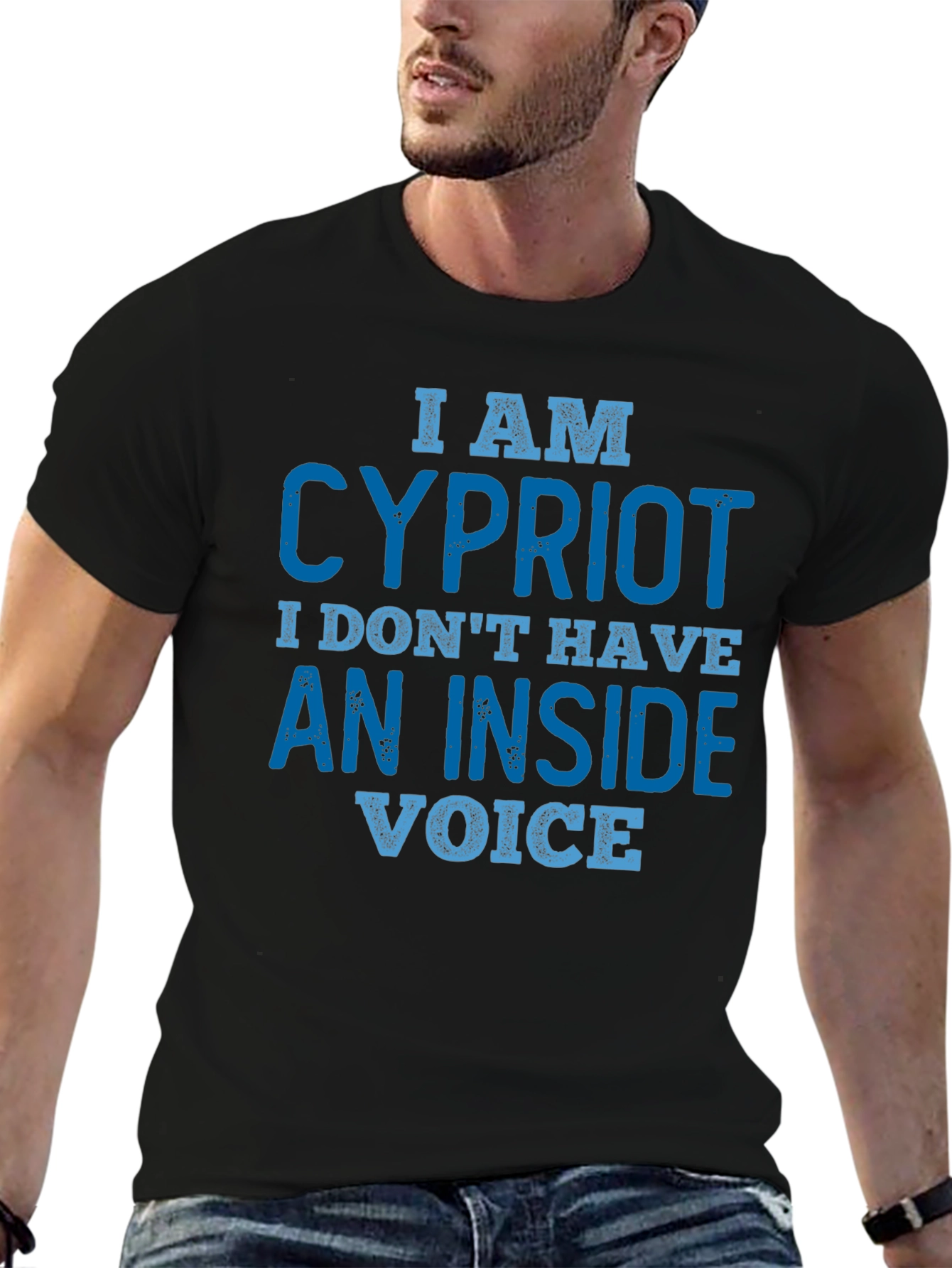 Camiseta Negra con Estampado Chipriota Divertido