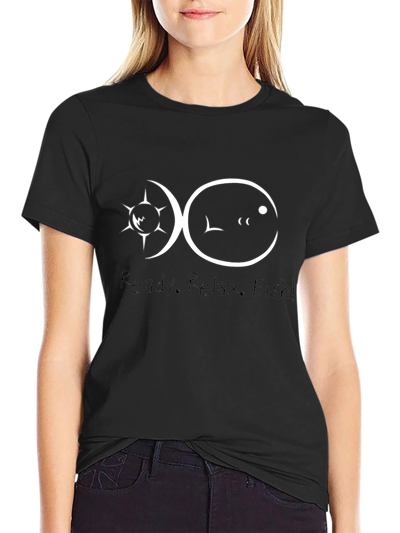 Camiseta Negra Ready. Relax. Fish!