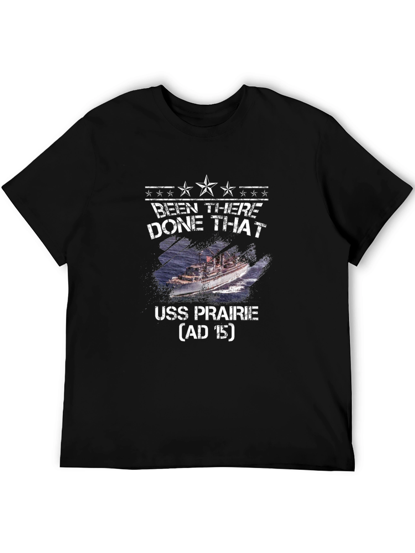 Camiseta Negra USS Prairie - Estilo Militar