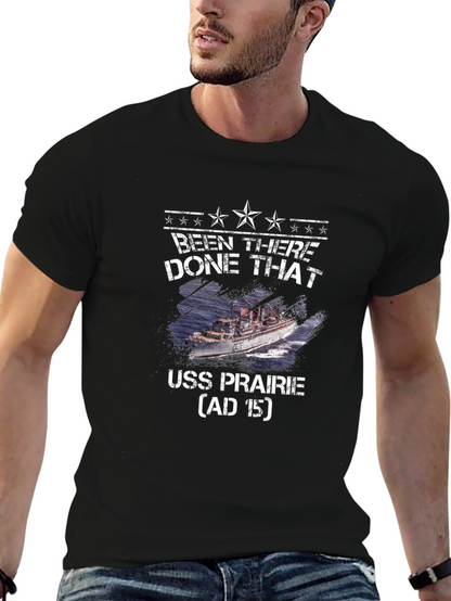 Camiseta Negra USS Prairie - Estilo Militar