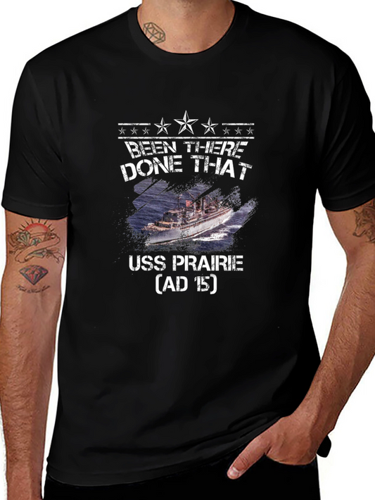 Camiseta Negra USS Prairie - Estilo Militar